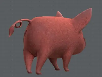 Pig cartoon V02 Low-poly 3D model