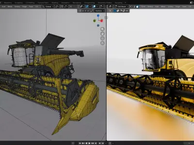 High-Detail Combine Harvester CR1090 Premium  Low-poly 3D model