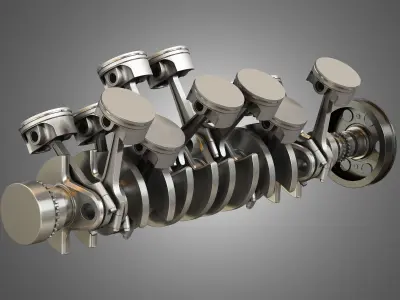 Crankshaft With Pistons - V12 Engine 3D model