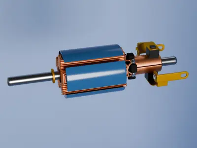 DC Motor with internals 3D model