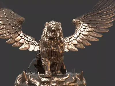 Great Lion Statue Gold  3D model