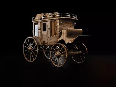 Bloodborne Style Stagecoach Low-poly 3D model