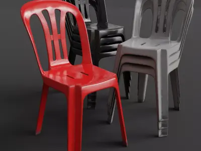 Stackable Plastic Chair Low-poly 3D model