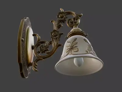 Victorian Floral Wall Lamp 3D Model 3D model