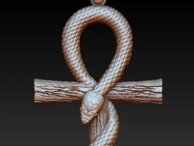 Snake Cross Pendant  3D model