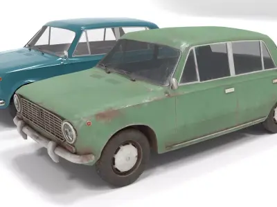 80s Russian Car Low poly Low-poly 3D model