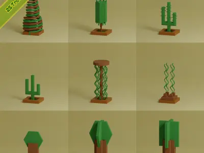 Low Poly Trees Collection - 25 trees pack 4 Low-poly 3D model