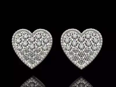 Stud heart earring model 674 3D print model