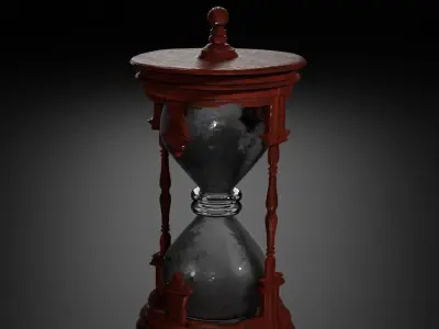 Vintage Wooden Hourglass 3D model