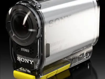 Sony HDR-AS100V action camera with Case Low-poly 3D model
