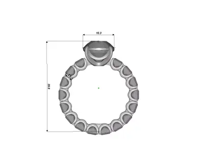Ring with Round Center Stone and Princess-Cut Side Stones 3D print model