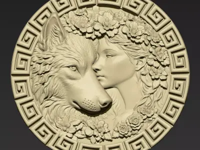 Wolf and Girl Pendant A102 3D print model
