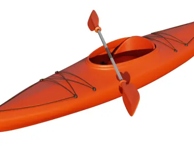 Kayak with Paddle Low-poly 3D model