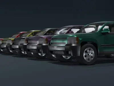 Generic Pickup Truck Car With Interior Lowpoly 3D Model Low-poly 3D model