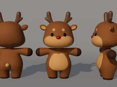 Rigged Cartoon Deer Low-poly 3D model