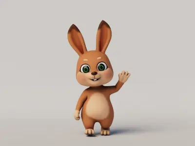 Rigged Cartoon Rabbit 3D model
