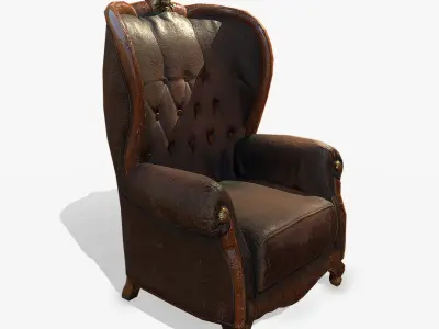 Antique Armchair Low-poly 3D model