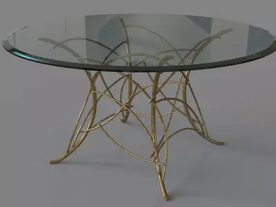 Amoret Glass Coffee Table Gold 3D model