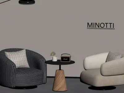 Italian-style Minimalist Leisure Chair 3D model