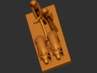 3d model scene of ancient Egyptian workers ploughing a field 3D print model