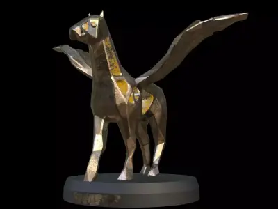 Steampunk Pegasus Pose Low-poly 3D model