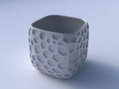 Vase quadratic stumpy with organic dents 3D print model