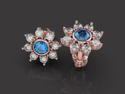  Diamond Earrings  0068 3D print model