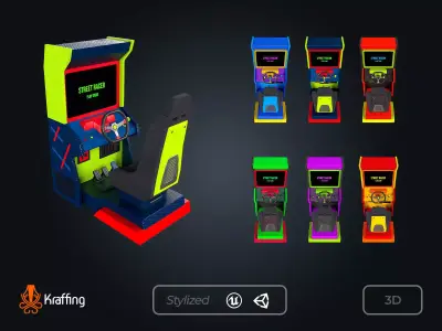 Arcade Car Racing V1 Game Machine Low-poly 3D model