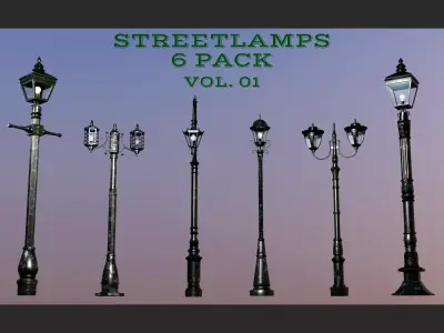 Streetlamps 6Pack Vol 01 3D Model Collection