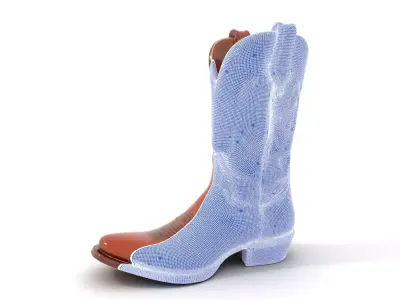 Cowboy Leather Boot Model Pack with Decorative Embroidery Low-poly 3D model