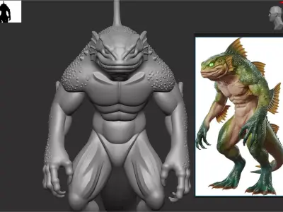 Lizardfolk  Game Ready 3D Character Model Low-poly 3D model