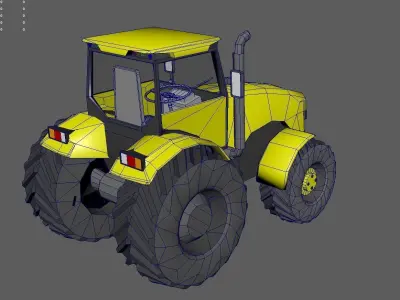 tractor  ready for game Low-poly 3D model