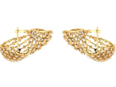 White gold diamond earring-EZ E - 1003 3D print model
