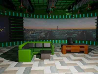 Talk Show TV Studio Low-poly 3D model