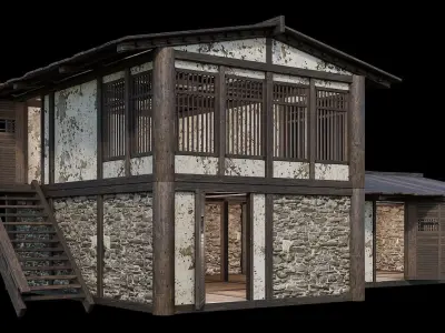 Medieval Houses 33- 4K Textures Game Ready Low-poly 3D model