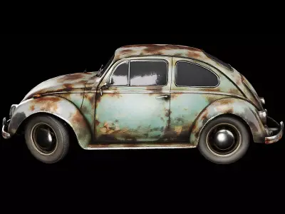 Vintage Compact Coupe Weathered Classic Car Game Ready PBR Low-poly 3D model