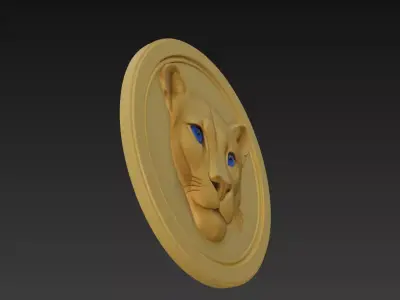 Lion Medallion Relief - Stylized 3D Wall Art Sculpture Free 3D print model
