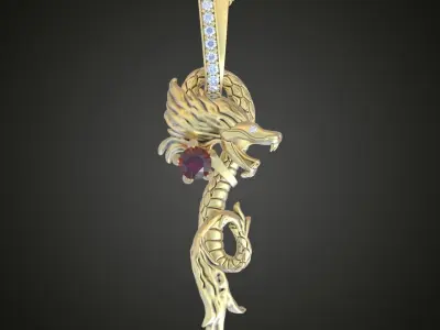 Dragon Earring and Pendant Set 3D printable model 0120 3D Model Pack