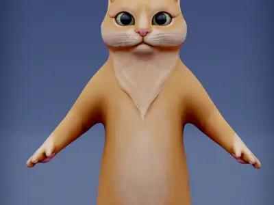 Cartoon cat Low-poly 3D model