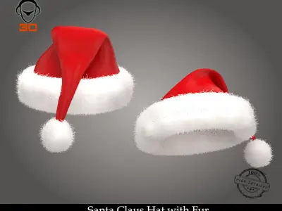 Santa Claus Hat with Fur 3D model