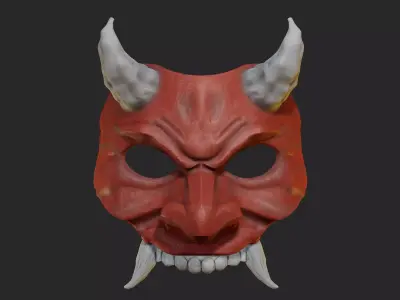 Oni Mask 9 Demon Half Face 3D print model