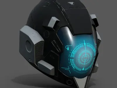 Helmet scifi military combat 3d cyborg pilot armor  fantasy  Low-poly 3D model