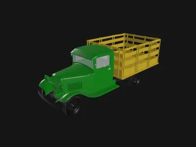 1934 model BB stake truck retro wide game animation ready 3D model