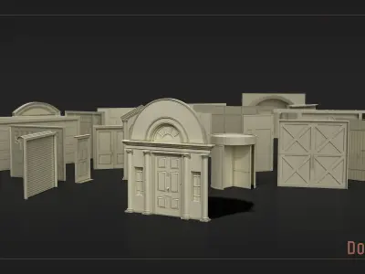 81 Doors and Windows Low-poly 3D model