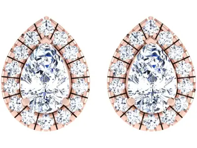 Solitaire Women Stud Earring 3dm STL OBJ FBX Render Details 3D print model order