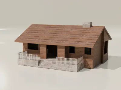 WOOD CABIN Low-poly 3D model