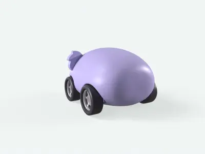 Cartoon Koala Car Cute Low-poly 3D model