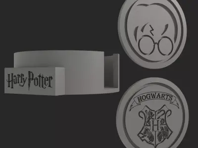Harry Potter Coaster Set 6 STL Files Custom Hogwarts Case   3D print model