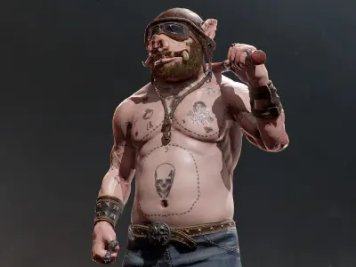 Boar Biker Unreal Engine Low-poly 3D model