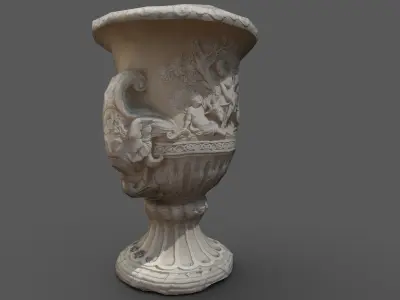 Exterior 2-sided LOW POLY antique photorealistic vase  Low-poly 3D model